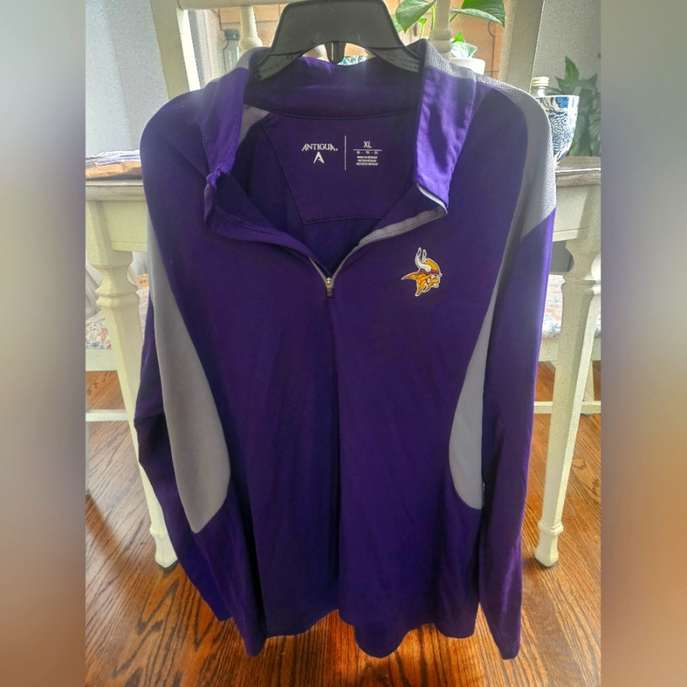 Antigua Purple and Gray Quarter-Zip Pullover